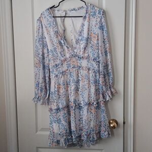 Floral V-Neck Ruffle Dress